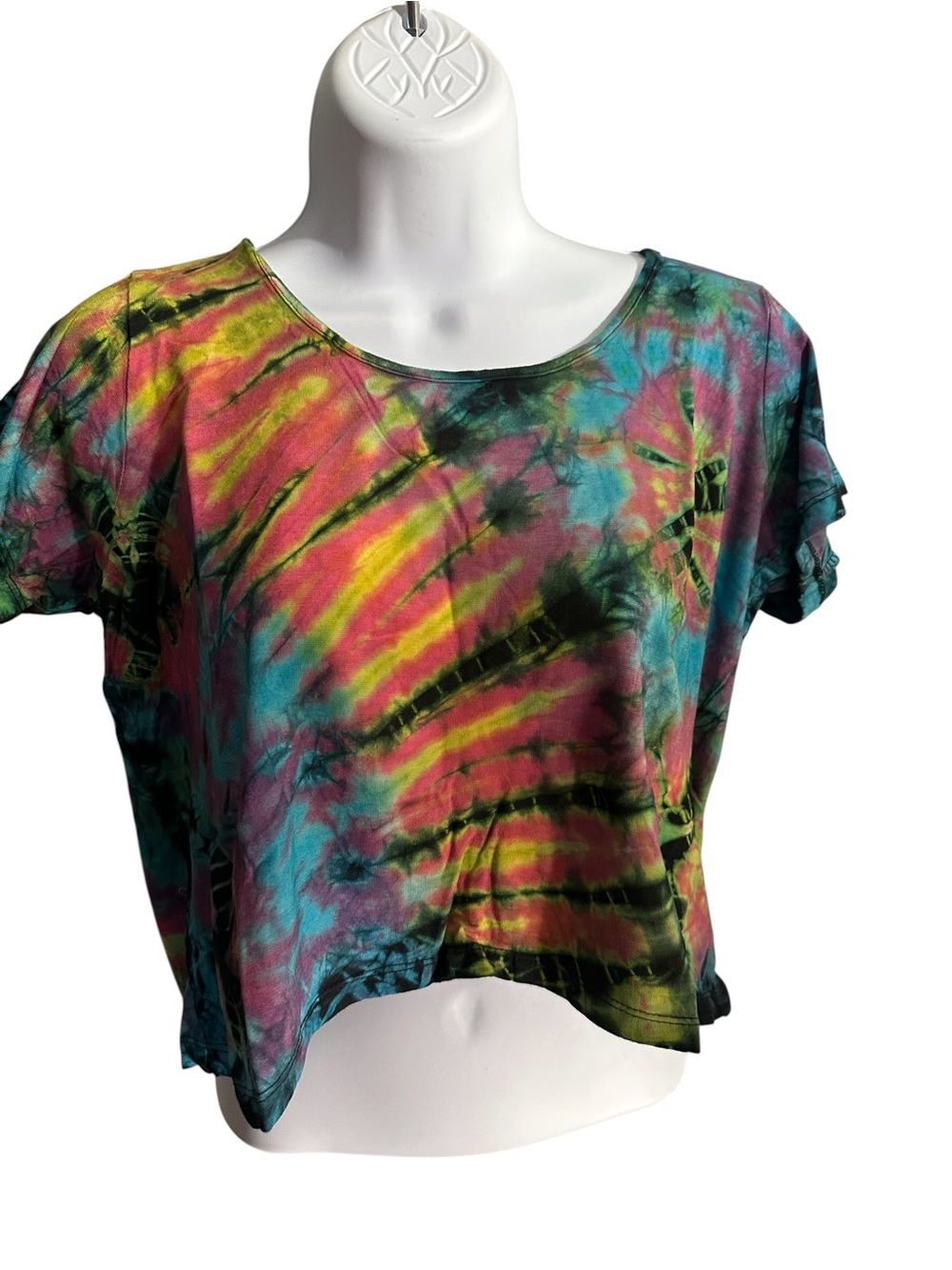 S/M. Sacred Threads Multicolor Tie-Dye Crop Top LG/GR/GR224113D